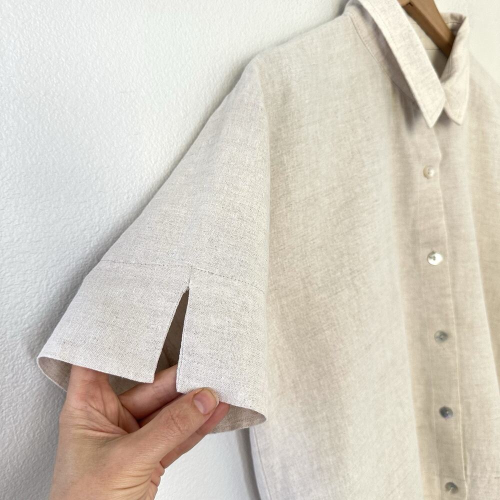Vintage USA Made Coldwater Creek Linen Cotton Button Up Shirt M side-slit hem - Picture 4 of 10
